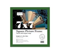 7x7 Inch Green Square Thin Photo Frame Wall Mountable and Freestanding Thin Picture Frame Standard Square Photograph Size, 7" X 7"(17.8 X 17.8cm)