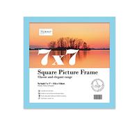 7x7 Inch Light Blue Square Thin Photo Frame Wall Mountable and Freestanding Thin Picture Frame Standard Square Photograph Size, 7" X 7"(17.8 X 17.8cm)