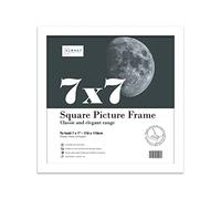 7x7 Inch White Square Thin Photo Frame Wall Mountable and Freestanding Thin Picture Frame Standard Square Photograph Size, 7" X 7"(17.8 X 17.8cm)