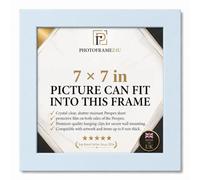7X7 inch White Wooden Effect Picture Frame - Wall Mountable & Tabletop Display | Photo Frame | Poster Frame for Home or Office Decor