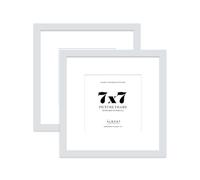 7x7 Light Grey Picture Frame with Mount for 5x5 Photos, Prints - Modern Square Wall Frame, Set of 2