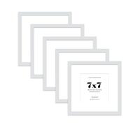 7x7 Light Grey Picture Frame with Mount for 5x5 Photos, Prints - Modern Square Wall Frame, Set of 5
