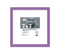 7x7 Purple Picture Frame with Mount for 5x5 Photos, Prints - Modern Square Wall Frame, 1 Pack
