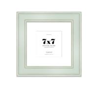 7x7" Sage Green Square Picture Frame with 4x4" Mount - Shabby Chic Photo Frame with Distressed Finish, Gold Trim, Wall Hooks and Kickstand, 37mm Edge - 1 Pack