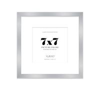 7x7 Silver Picture Frame with Mount for 5x5 Photos, Prints - Modern Square Wall Frame, 1 Pack
