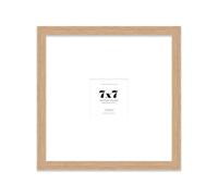 7x7" Square Picture Frame, Display Pictures 3x3" With Mat or 7x7" Without Mat, Wall Hanging & Free Standing Photo Frame, Oak, 1 Pack