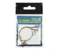 7x7 Stainless Steel Fishing Leader Line with Swivel & Duo-Lock Snap - Anti-Bite Wire for Predatory Fish, 20cm/30cm/40cm/70cm Lengths, 9kg-30kg Breaking Strength, Corrosion-Resistant(20cm 18kg)