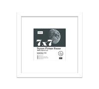7x7 White Picture Frame with Mount for 5x5 Photos, Prints - Modern Square Wall Frame, 1 Pack