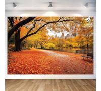 7X7ft Fall Scenery Backdrop Autumn Forest Backdrop, Fall Friendsgiving Scene Background, Maple Leaves Forest Background Vinyl Natural Scenery Banner Decor Photo Studio Props, Color-3