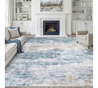 7x9 Area Rug Living Room: Washable Large Neutral Rug Abstract Soft Modern Stain Resistant Indoor Floor Non-Slip Carpet for Bedroom Nursery Kids Office Playroom Dining Room Under Table- Blue Gold