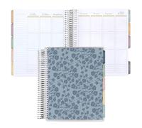 7x9 Coiled Life Planner (January 2026 - December 2026) - Bouquet Wallpaper (blue) classic cover, vertical layout, Bouquet theme, platinum coil