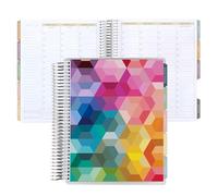 7x9 Coiled Life Planner (January 2026 - December 2026) - Hexagon classic cover, hourly layout, Bouquet theme, platinum coil