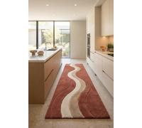 7x9 Feet Abstract Hand Tufted Wool Runner Rug Wave Pattern Contemporary Carpet
