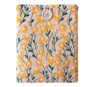 7x9 Inch Embroidered Fabric Sleeve for Kindle Oasis, iPad Mini, Kobo Libra 2, Boox Leaf Z - Padded Carrying Case for Small Tablets & E-Readers, Handcrafted Character - Yellow & Beige Daisy
