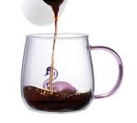 7x9cm Transparent Animal Coffee Cup Milk Tea Cup Handmade Figurine | Funny Cartoon Animal, 380ml Transparent 3D Borosilicate Glass for Camping,