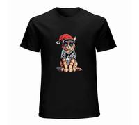 (7XL, One size) Christmas Hat Cat Wearing Sunglasses Graphic T-shirt Oversized Unisex Tee Top