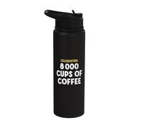 8,000 Cups of Coffee 8th Work Anniversary 8 Years Service Stainless Steel Insulated Water Bottle