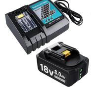 8.0Ah/8000mAh BL1850B Battery + 3A DC18RC Charger Compatible with Makita 18V Batteries 14.4V-18V BL1850 BL1830 BL1860 BL1840 LXT400 Replacement Batteries 8000mAh with LED Indicator