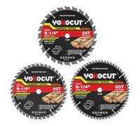 8-1/4 Inch Table Saw Blade, 24T 40T and 60T ATB Carbide Tipped - 3 Pcs | 24T for Framing, 40T for Ripping/Cross-Cutting & 60T for Fine Finish, Table/Miter Saw with 5/8" Arbor