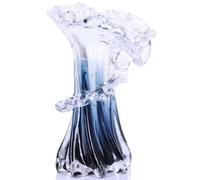 8.1" H Blue Ocean Wave Vase, Blown Glass Vase, Unique Modern Art Beautiful Hand Blown Coastal Centerpieces for Living Room, Bedroom, Office Desktop, Coffee Table, and Wedding Decorative (S)