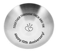 8/10/11 Years Wedding Anniversary Tin Gifts, Romantic 8/10/11th Wedding Anniversary Tin Gifts for Couple, Husband, Wife, Stainless Steel Jewelry Tray for Ring, Necklace, Small Jewelry (10th)