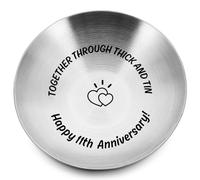 8/10/11 Years Wedding Anniversary Tin Gifts, Romantic 8/10/11th Wedding Anniversary Tin Gifts for Couple, Husband, Wife, Stainless Steel Jewelry Tray for Ring, Necklace, Small Jewelry (11th)