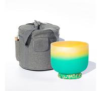 8/10/12 Inch Colored Frosted Quartz Crystal Singing Bowl 432Hz/440Hz With Bag&Mallets &Silk Brocade Cushion For Bath Therapy Meditation Yoga Zen,F Heart,432Hz8’’