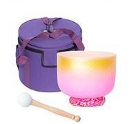 8/10/12 Inch Colored Frosted Quartz Crystal Singing Bowl 432Hz/440Hz With Bag&Mallets &Silk Brocade Cushion For Bath Therapy Meditation Yoga Zen,B Crown,432Hz12’’