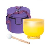 8/10/12 Inch Colored Frosted Quartz Crystal Singing Bowl 432Hz/440Hz With Bag&Mallets &Silk Brocade Cushion For Bath Therapy Meditation Yoga Zen,E Solar,432Hz12’’