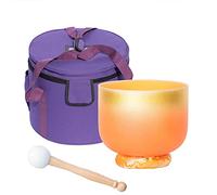 8/10/12 Inch Colored Frosted Quartz Crystal Singing Bowl 432Hz/440Hz With Bag&Mallets &Silk Brocade Cushion For Bath Therapy Meditation Yoga Zen,D Navel,440Hz12’’