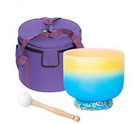 8/10/12 Inch Colored Frosted Quartz Crystal Singing Bowl 432Hz/440Hz With Bag&Mallets &Silk Brocade Cushion For Bath Therapy Meditation Yoga Zen,G Throat,432Hz12’’