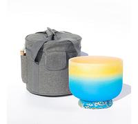 8/10/12 Inch Colored Frosted Quartz Crystal Singing Bowl 432Hz/440Hz With Bag&Mallets &Silk Brocade Cushion For Bath Therapy Meditation Yoga Zen,G Throat,432Hz10’’