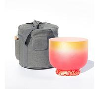 8/10/12 Inch Colored Frosted Quartz Crystal Singing Bowl 432Hz/440Hz With Bag&Mallets &Silk Brocade Cushion For Bath Therapy Meditation Yoga Zen,C Root,432Hz8’’