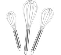 8" 10" 12" Stainless Steel Balloon Whisk Set of 3, Durable Metal Wire Kitchen Whisks, Multi Purpose Mixing Tools for Blending, Beating, Whisking, Stirring Sauces and Food Preparation