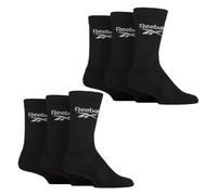 (8-10, Black) Reebok - 6 Pairs Ribbed Sport Breathable Crew Socks for Men and Women