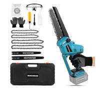 8 & 10 Inch Cordless Mini Chainsaw for Makita 18V Battery (No Battery) | Brushless Portable Electric Chain Saw, with Auto Oiler, 2 Plates, 4 Chains, Gloves, Goggles and Plastic Case