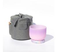 8/10 Inch Frosted Crystal Singing Bowl Set, 7 Chakras Sound Healing Percussion with Carrying Bag, Silk Brocade Cushion Ring, Gift for Yoga Meditation Stress Relief (Color : B, Size : 8 Inch)
