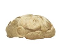 8 * 10 Men's Toupee Real Human Hair, with Fine Lace Customizable Hairs Unit,Natural Looking Pieces(Platinum Blonde,7"X9")