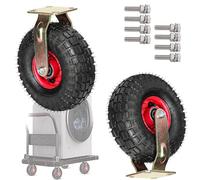8 10Inch Pneumatic Caster Wheel Heavy Duty Replacement Rubber Casters, Swivel Castors, With Tyre Veins, Highly-Elastic, Perfect Toolbox Caster Wheels For Carts