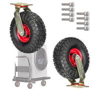 8 10Inch Pneumatic Caster Wheel Heavy Duty Replacement Rubber Casters, Swivel Castors, With Tyre Veins, Highly-Elastic, Perfect Toolbox Caster Wheels For Carts