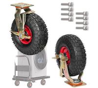 8 10Inch Pneumatic Caster Wheel Heavy Duty Replacement Rubber Casters, Swivel Castors, With Tyre Veins, Highly-Elastic, Perfect Toolbox Caster Wheels For Carts