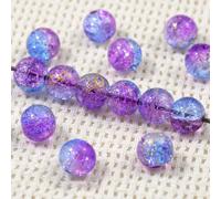 8/10mm Gradient Color Dot Golden Crackled Crystal Bead Round Glass Spacer Loose Beads for Jewelry Making Bracelet DIY Accessorie-10.Purple Blue-8mm About 100pcs