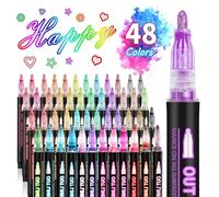 8/12/24/36/48 Colors double line outline Metallic Highlighter marker pens, Squiggles Double Line Pen, Magic Glitter Drawing Pens 8pcs