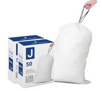 Simplelisa Code J 2 Packs(100 Count) 10-10.5 Gallon Heavy Duty Drawstring Plastic Trash Bags Compatible with simplehuman Code J | 1.2 Mil | White Garbage Can Liners 10-10.5 Gallon/38-40 Liter