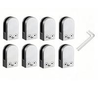 8/12 PCS Stainless Steel 304 Glass Balustrade Clamps Adjustable 6-12mm Glass Shelf Clamp Bracket Flat Back for Balustrade Staircase Handrail (4PCS[10-12mm])