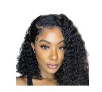 8-14 Inch Short Wigs Human Hair Deep Wave Bob Wig - Curly Human Hair Wig with Lace Front Glueless Wigs for Women (Natural Black13*4） (Short)