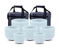 8-14Inch Crystal Singing Bowl Set of 7Pce - Natural White, Sound Bowl Chakra Sets with for Yoga Meditation & Sound Healing, 99.99% Natural Purecrystal (Color : 432Hz)