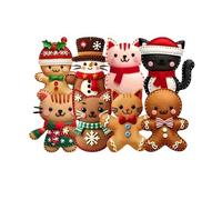 8/16Pcs Cute Cartoon 2D Flat Gingerbread Cat Pendant, Christmas Tree Toppers Decoration, Hanging Ornaments