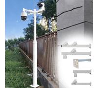 8.2 ft Tall Outdoor Security Camera Pole with 5 Adjustable Mounting Arms, All-Weather Surveillance for 360-Degree Monit, & Stable Design