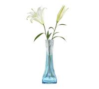 8.2 inch Blown Glass Bud Vases Single Stem Vase Flower Decorative Bottle Slim Floral Container for Home Wedding Centerpieces Decor(Blue)